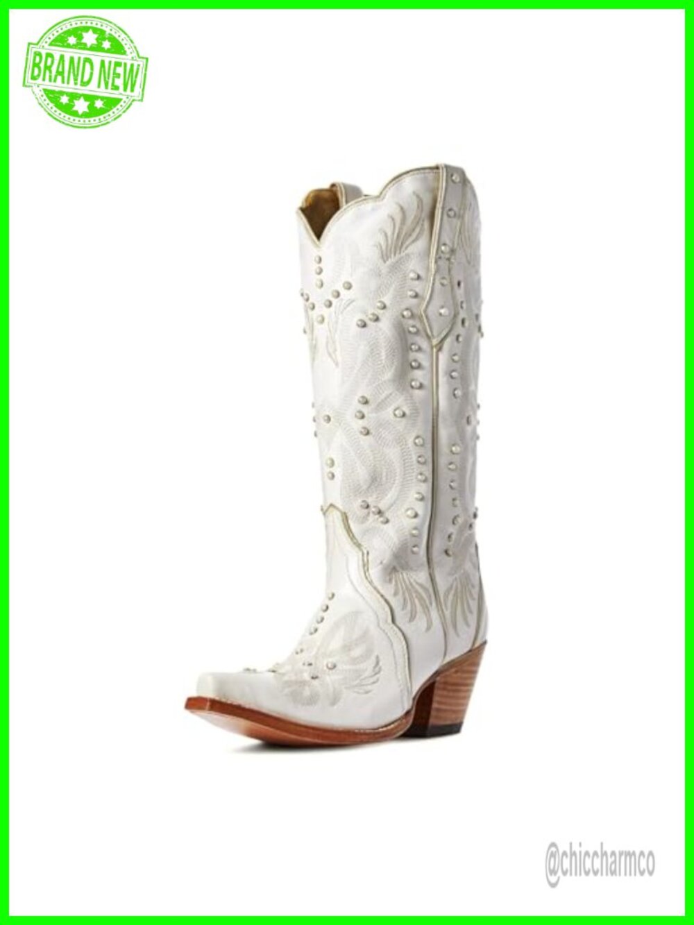 Faux Leather Knee High Cowboy Boots Pointed Toe Chunky Heel Pull On